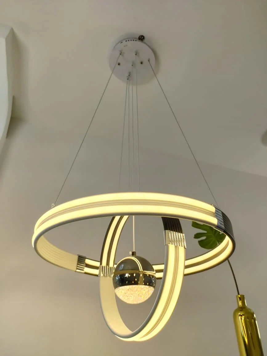 Modern Minimalist Iron Aluminum Circle Ring LED Chandelier-Three Shades of lights