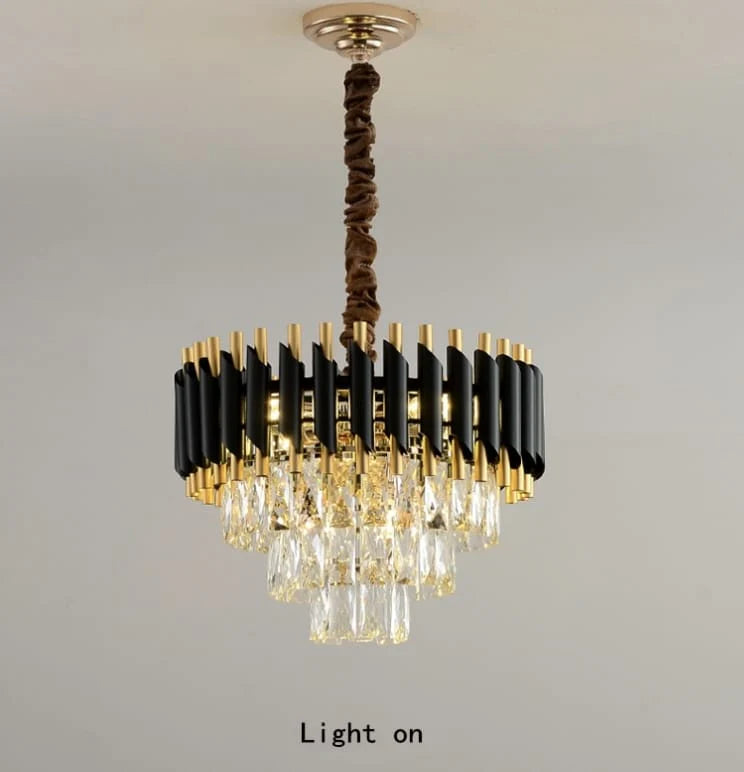 Post Modern Luxury Black & Gold Crystal Chandelier ( Size : 400mm Diameter )