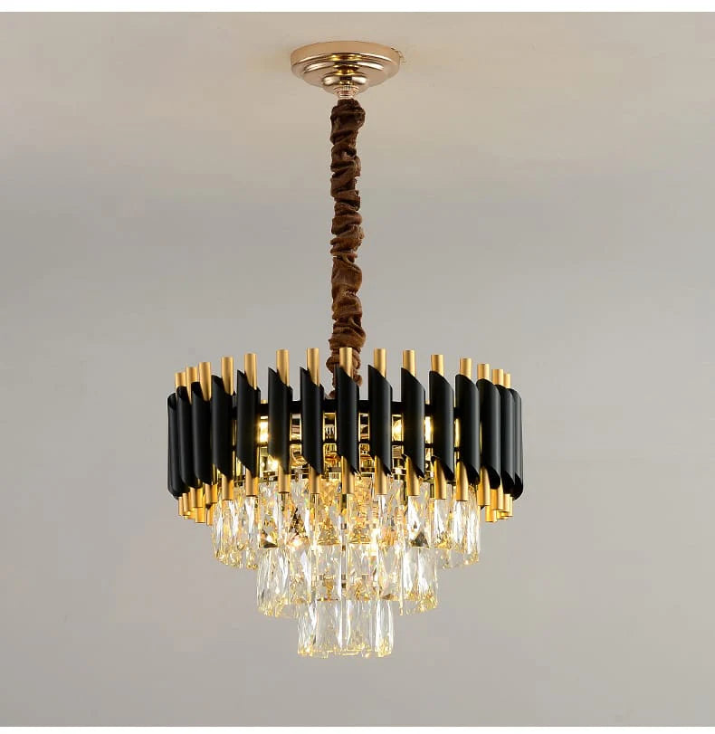 Post Modern Luxury Black & Gold Crystal Chandelier ( Size : 400mm Diameter )