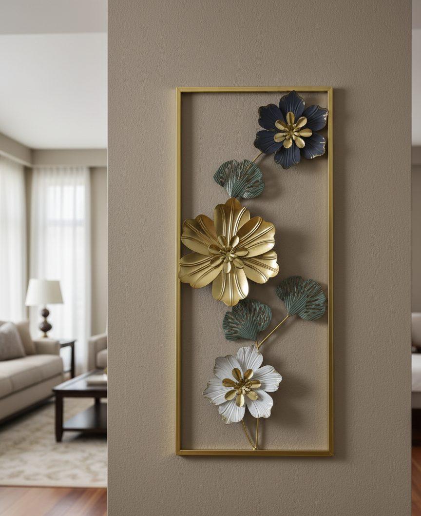 Rectangular floral wall art piece