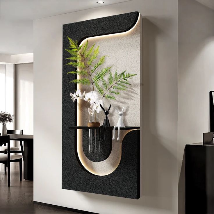 Modern Abstract Wall Decor with Integrated Lighting