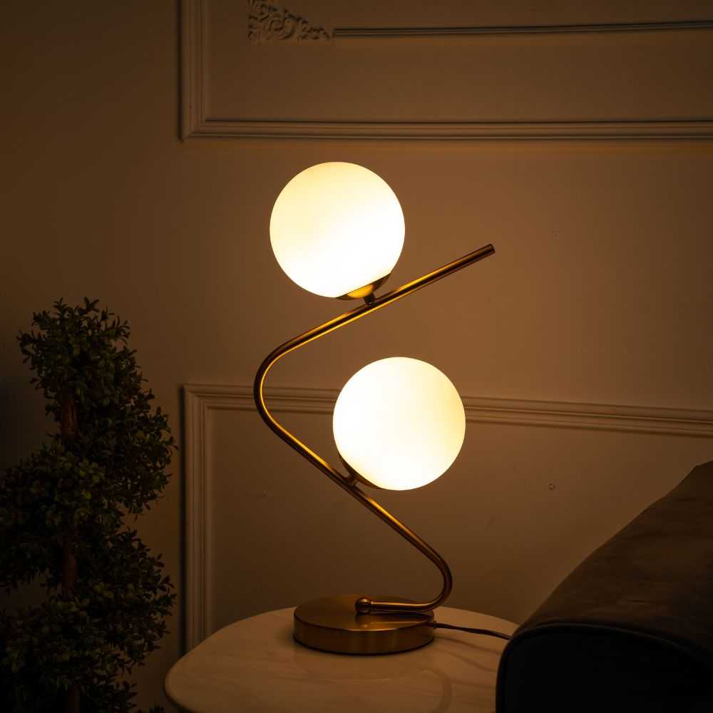 Modern 2 light white ball glass lamp