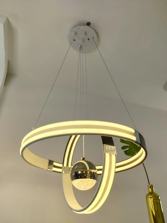 Modern Minimalist Iron Aluminum Circle Ring LED Chandelier-Three Shades of lights