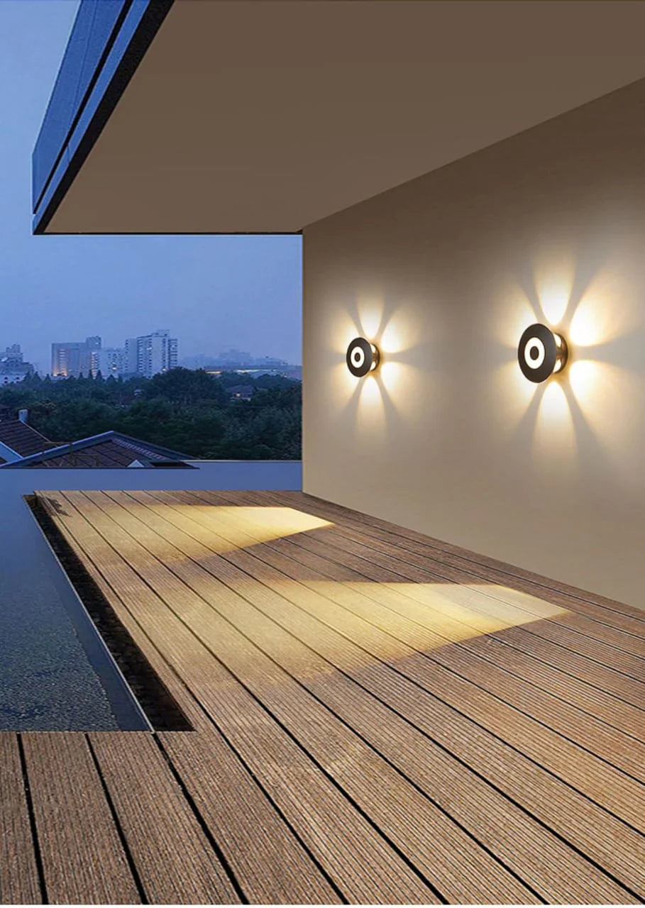 Modern 6-Side Glow Outdoor Wall Light