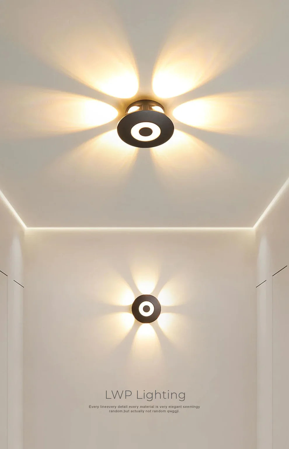 Modern 6-Side Glow Outdoor Wall Light