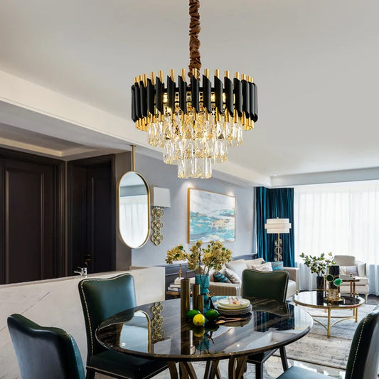 Post Modern Luxury Black & Gold Crystal Chandelier ( Size : 400mm Diameter )