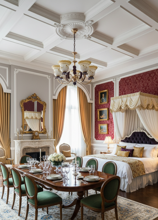 Elegant Golden &amp; Burgundy Chandelier