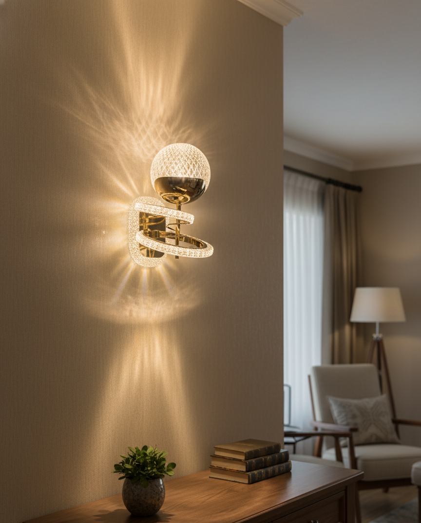 Modern Luxury Crystal Spiral Wall Sconce.