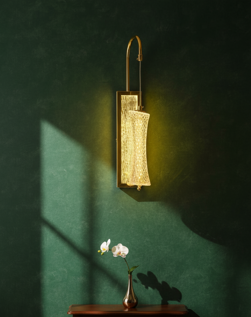 "Golden 'V' Crystal Wall Sconce"