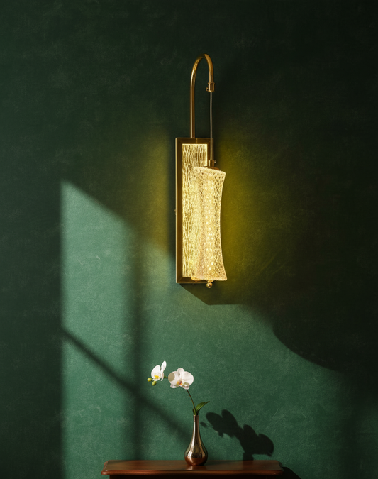 "Golden 'V' Crystal Wall Sconce"