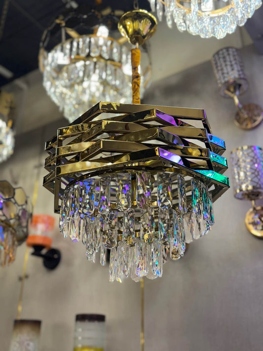 Hanging Chandelier/Fanoos 400 mm Gold Star Chrystal