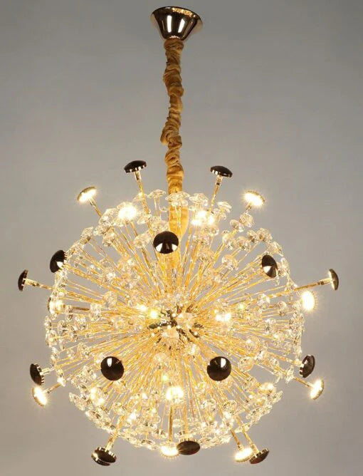 Gold-finished Crystal Dandelion-inspired Chandelier.