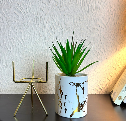 White Ceramic Planter Pot with Stand