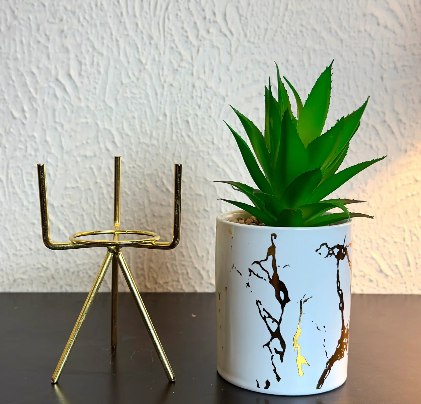 White Ceramic Planter Pot with Stand