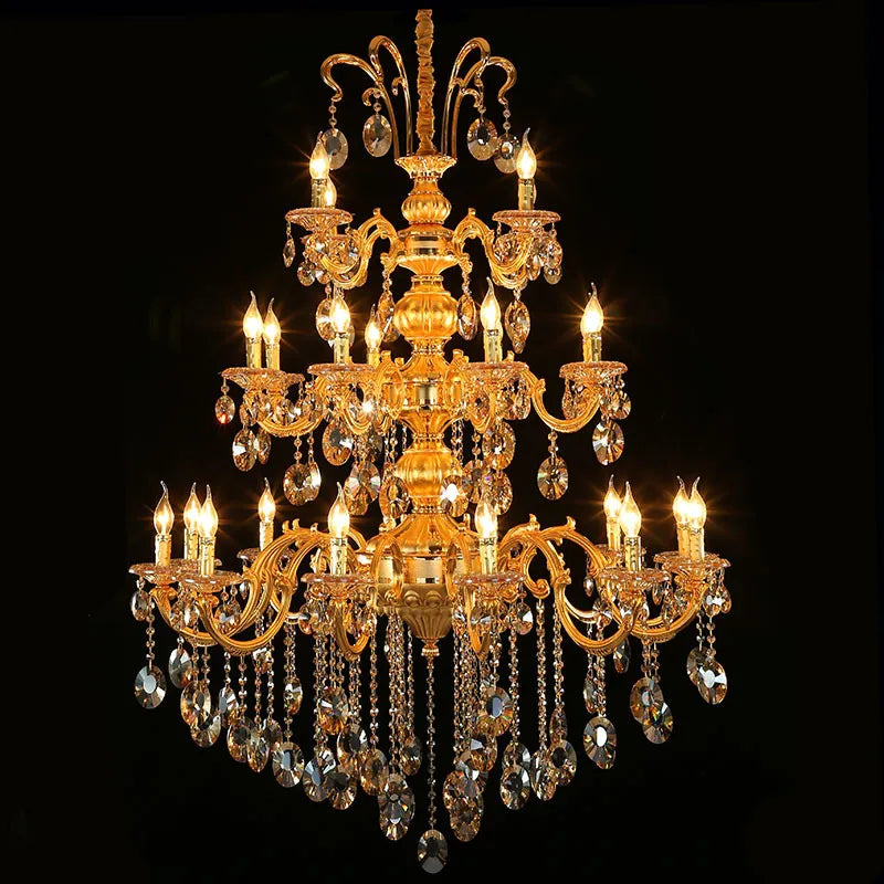 Royal Gold K9 Crystal Chandelier: Modern LED Pendant Lamp, Shop Now!