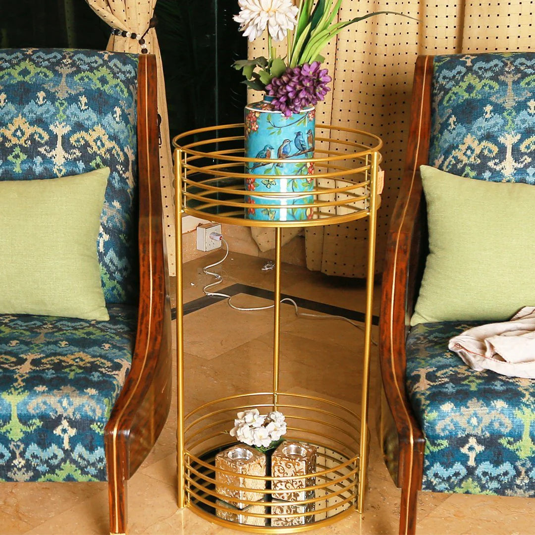 Two Tier Gold Round Side Table | Home Décor